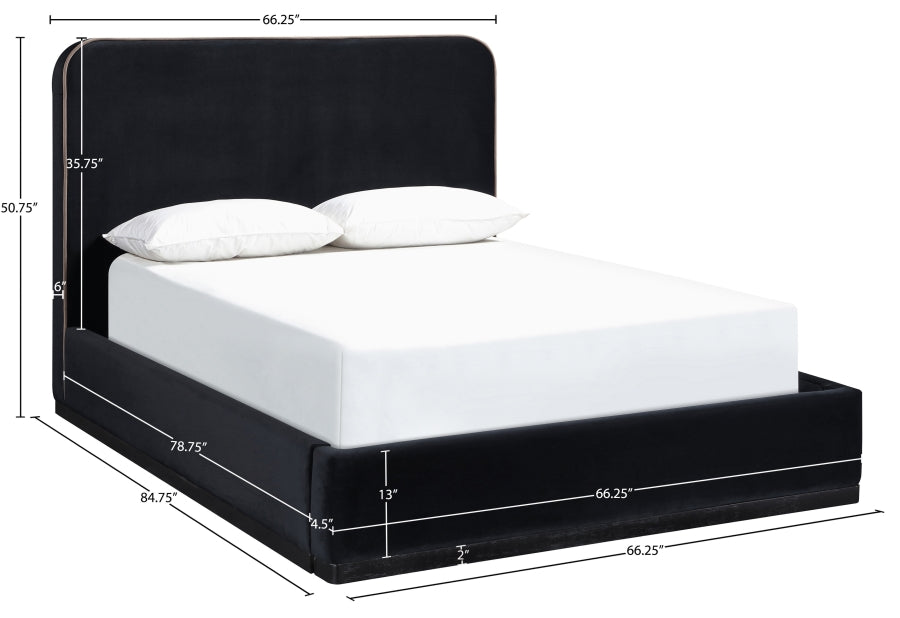 Rava Velvet Upholstered Bed