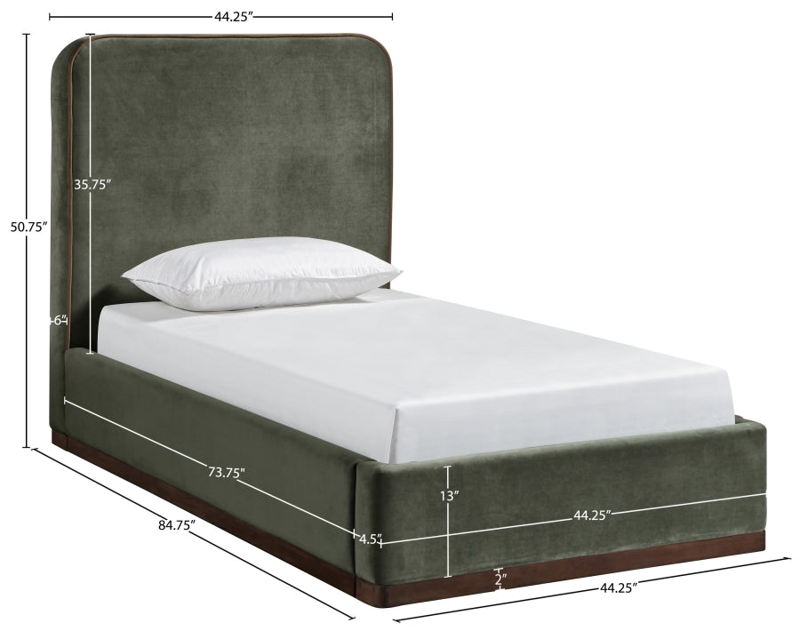 Rava Velvet Upholstered Bed