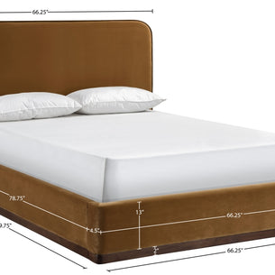 Rava Velvet Upholstered Bed